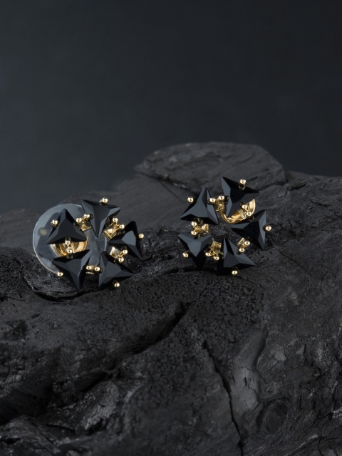 

E2O Black & Gold-Plated Geometric Studs