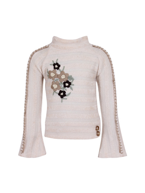 

CUTECUMBER Girls Beige Self Design Top