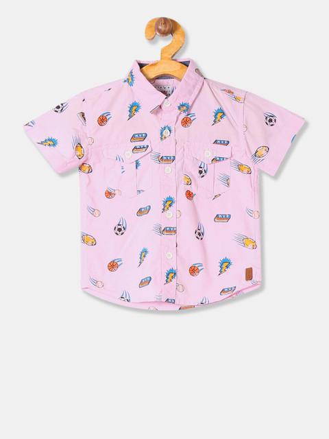

Donuts Boys Pink & Blue Regular Fit Printed Casual Shirt