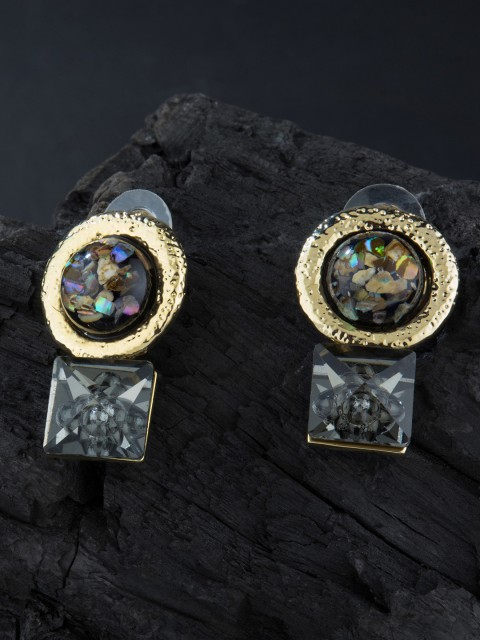 

E2O Gold-Plated & Black Geometric Drop Earrings