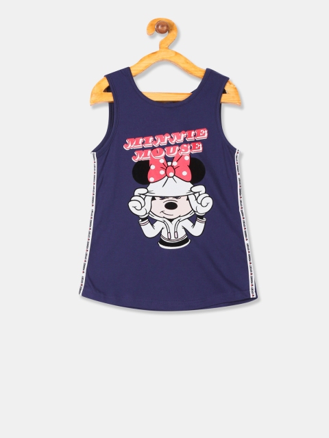 

Colt Girls Blue Printed Minnie Mouse Print A-Line Pure Cotton Top