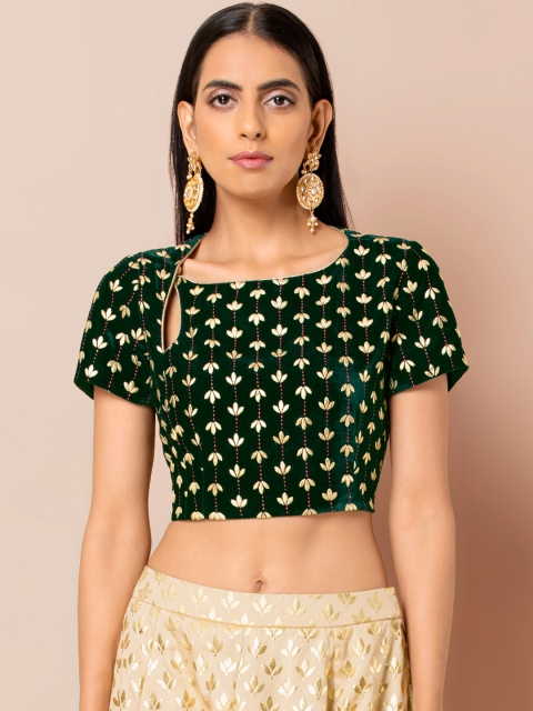 INDYA Women Green Embroidered Top