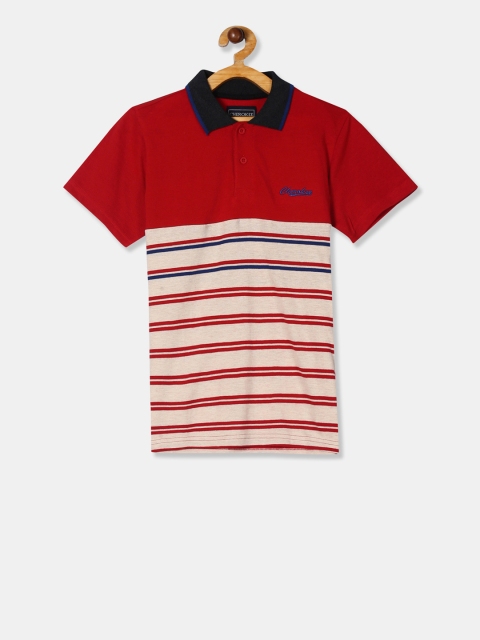 

Cherokee Boys Red & Beige Striped Polo Collar T-shirt