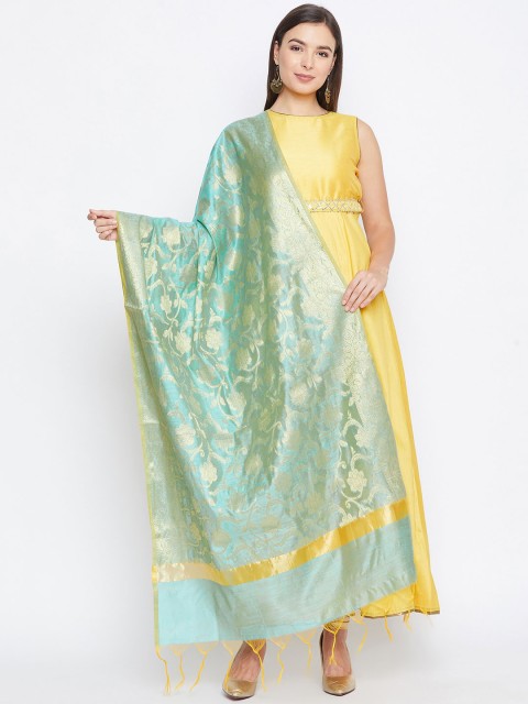 

studio rasa Blue & Gold-Coloured Woven Design Dupatta