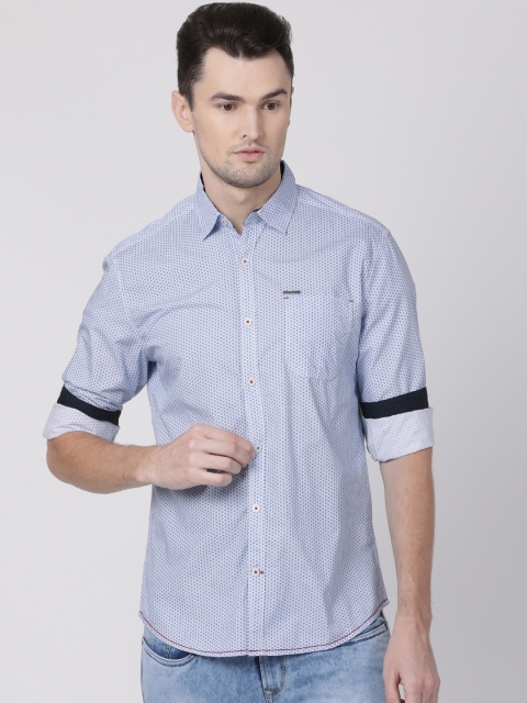 

Toss Winner Men White & Blue Printed Slim Fit Casual Shirt