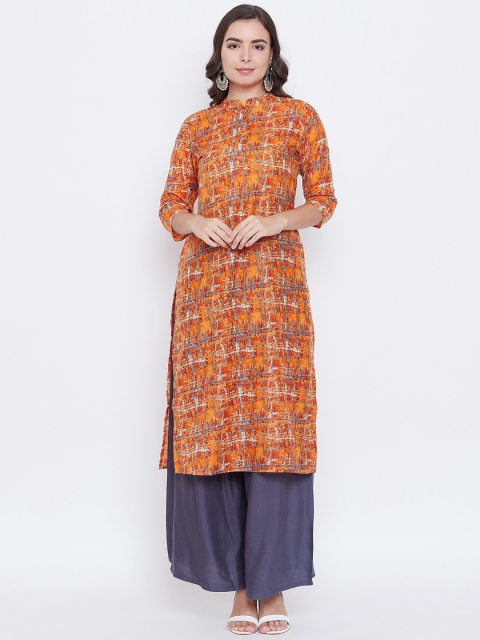 

rangeelo rajasthan Women Orange Printed Straight Kurta