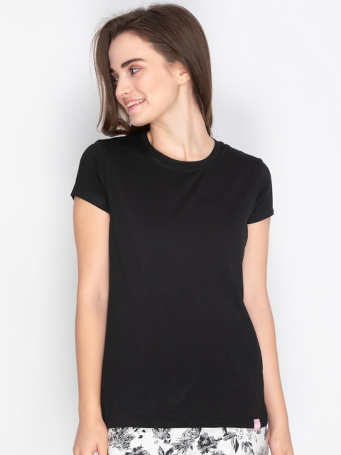 

LYRA Women Black Solid Lounge T-shirt