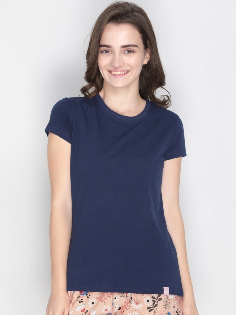 

LYRA Women Navy Blue Solid Lounge T-shirt