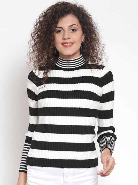 

Global Republic Women Black & White Striped Pullover Sweater
