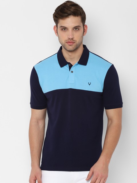 

Allen Solly Men Blue Colourblocked Polo Collar T-shirt