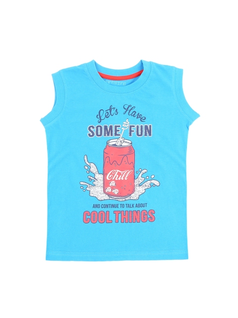 

Pantaloons Junior Boys Blue Printed Round Neck Pure Cotton T-shirt