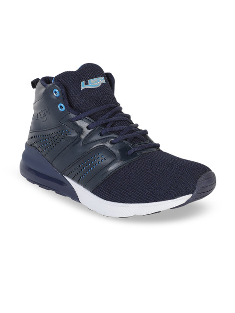 

Lancer Men Navy Blue Woven Design Synthetic Mid-Top Sneakers