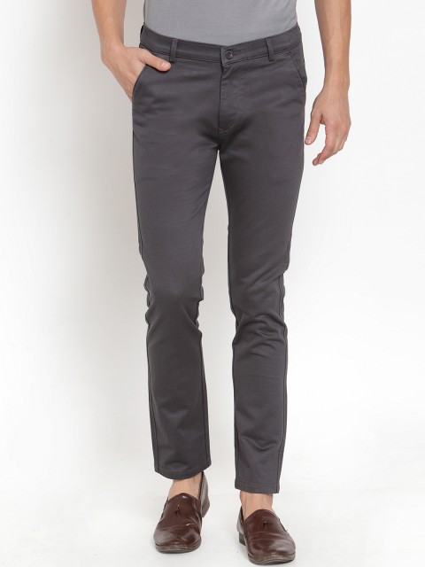 

Rodamo Men Grey Slim Fit Solid Regular Trousers