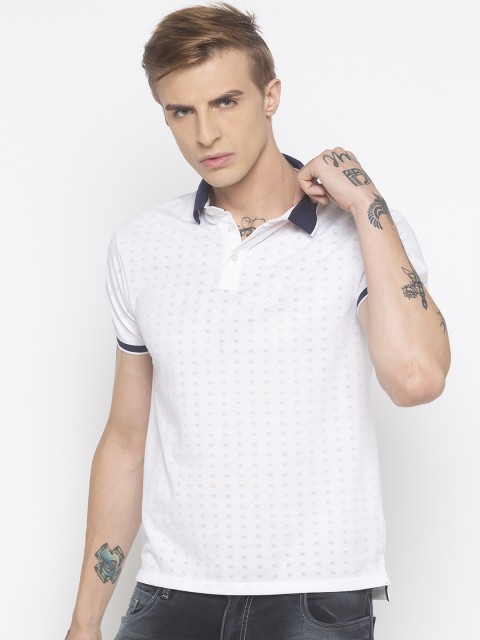 

Globus Men White Printed Polo Collar T-shirt