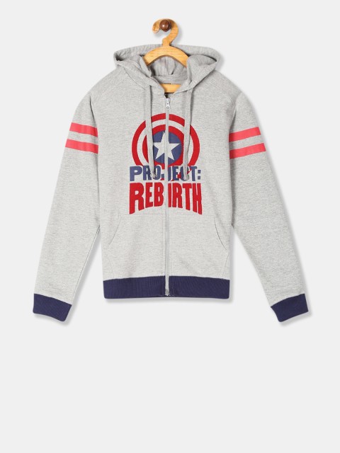 

Colt Boys Grey Captain America Printed Hooded Sweatshirt