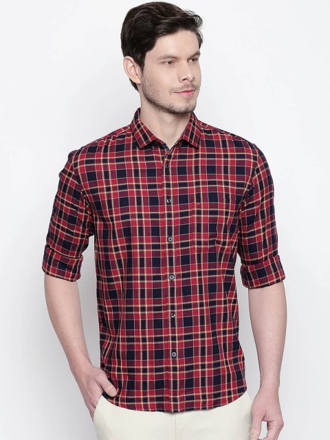 

Basics Men Red & Black Slim Fit Checked Casual Shirt
