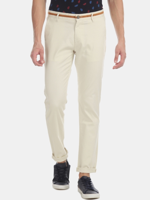 

RUF & TUF Men Beige Slim Fit Solid Chinos