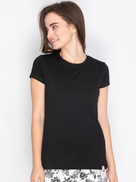 

LYRA Women Black Solid Lounge T-shirt