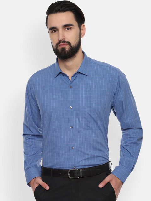 

Van Heusen Men Blue Regular Fit Checked Formal Shirt