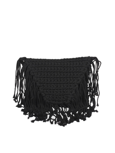 

red pout Black Self Design Sling Bag