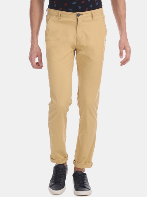 

RUF & TUF Men Beige Slim Fit Solid Chinos