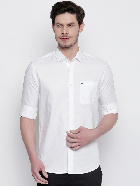 

Basics Men White Solid Slim Fit Casual Shirt