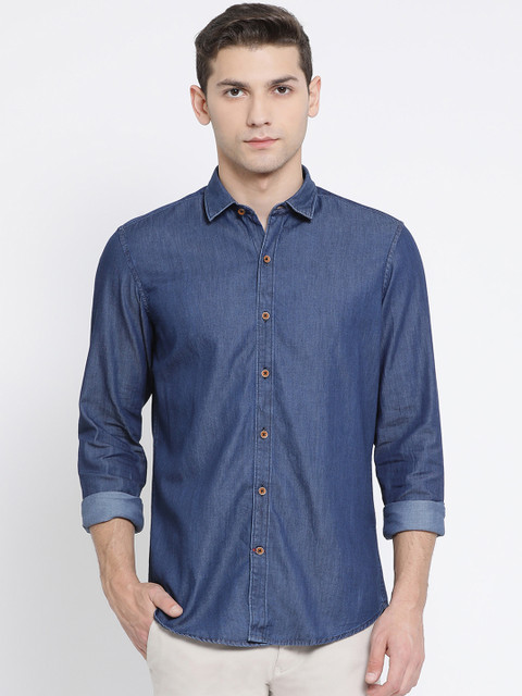 

SWISS MILITARY Men Blue Faded Regular Fit Casual Shirt