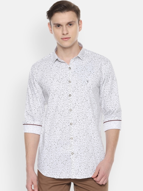 

V Dot Men White & Grey Printed Slim Fit Casual Shirt