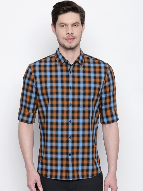 

Basics Men Blue & Yellow Checked Slim Fit Casual Shirt