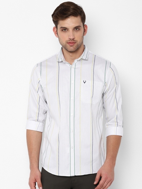 

Allen Solly Men White Slim Fit Striped Casual Shirt