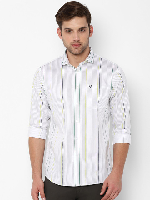 

Allen Solly Men White Slim Fit Striped Casual Shirt