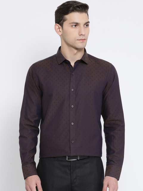 

SWISS MILITARY Men Brown & Blue Printed Slim Fit Formal Shirt