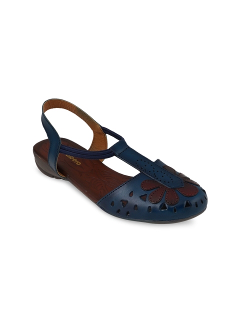 

pelle albero Women Blue Solid Leather Ballerinas