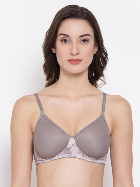 

Clovia Brown Printed Non-Wired Lightly Padded T-shirt Bra BR1849P06