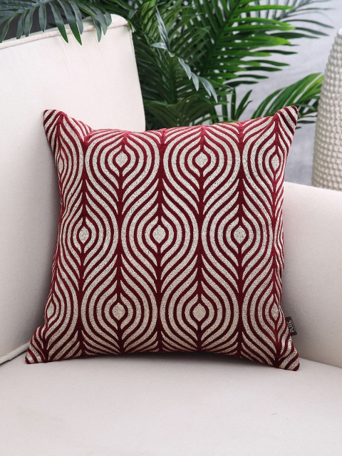 

Pure Home and Living Red & Gold-Toned Set of Single Geometric Square Cushion Covers