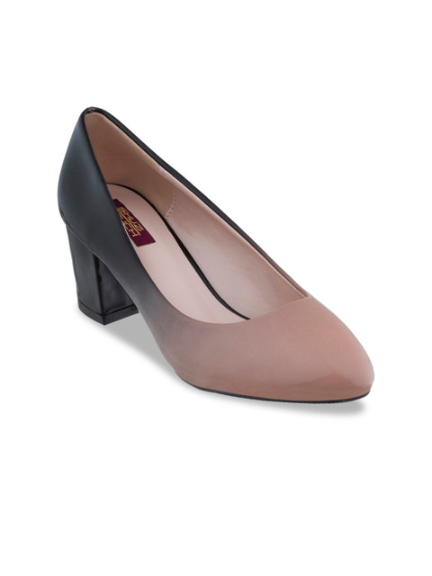 

SHUZ TOUCH Women Nude-Coloured & Black Solid Pumps