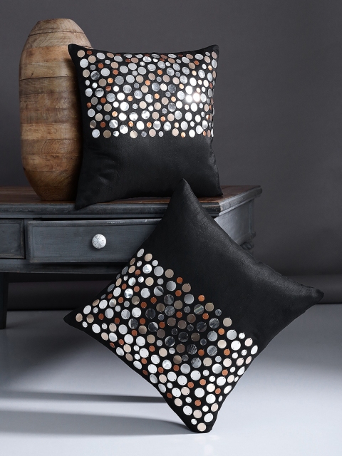 

Alina decor Black Set of 2 Sequinned Square Cushion Covers