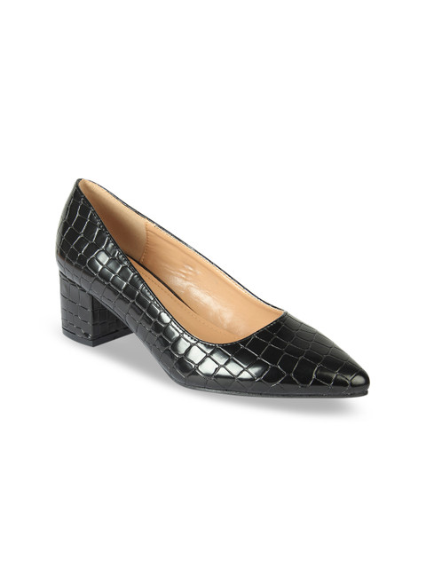 

Flat n Heels Women Black Textured Pumps