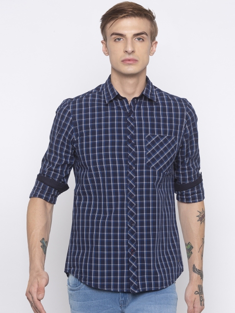 

Globus Men Blue Regular Fit Checked Casual Shirt
