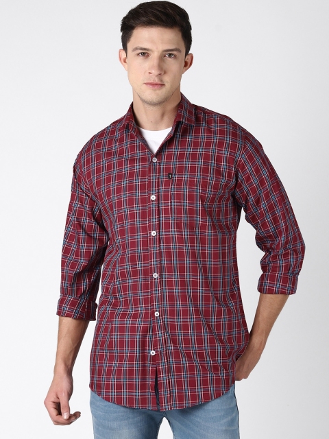 

LEVIZO Men Red & Grey Regular Fit Checked Casual Shirt