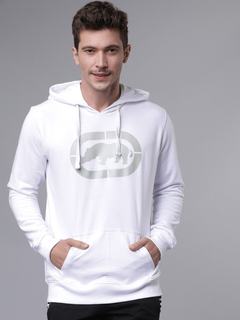 

Ecko Unltd Men White Solid Hooded Sweatshirt