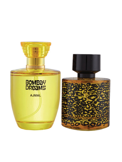 

Ajmal Unisex Set of 2 Bombay Dreams EDP 100ML & Maryaj Wild Speed EDP Perfumes Scent 100ML, Yellow
