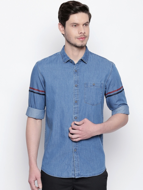 

Basics Men Blue Faded Slim Fit Casual Shirt