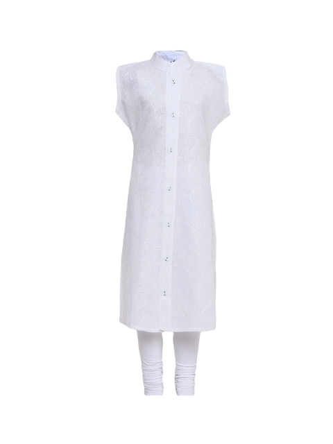 

Aarika Girls White Embroidered Kurta with Churidar