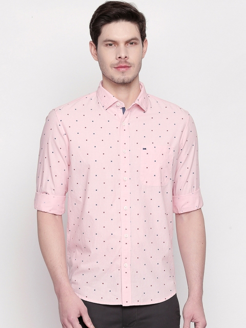 

Basics Men Pink Slim Fit Printed Casual Shirt