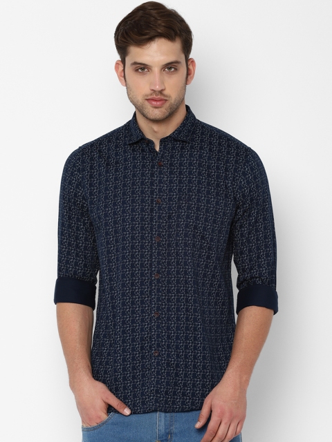 

Allen Solly Men Navy Blue & White Slim Fit Printed Casual Shirt