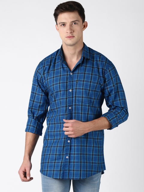 

LEVIZO Men Blue Premium Regular Fit Checked Casual Shirt