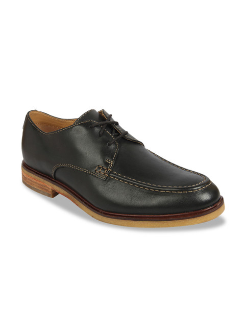 

Clarks Men Black Solid Leather Formal Derbys