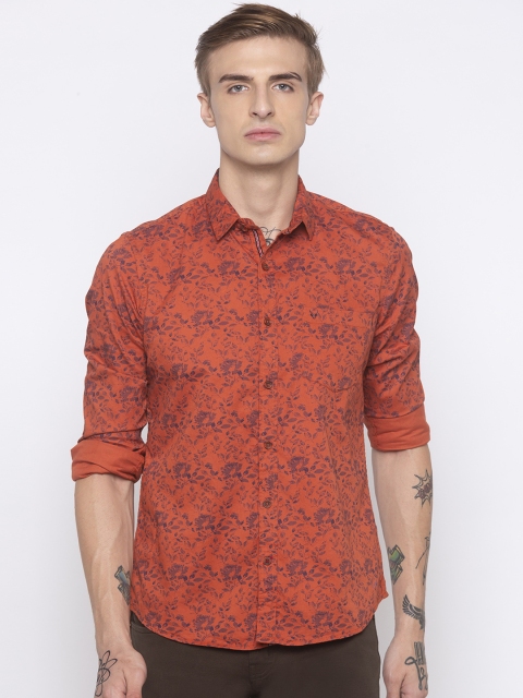 

Globus Men Orange & Blue Regular Fit Printed Casual Shirt