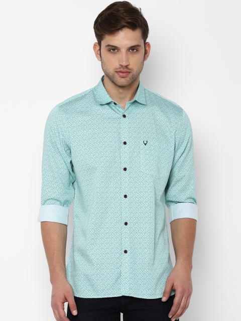 

Allen Solly Men Turquoise Blue & Black Slim Fit Printed Casual Shirt